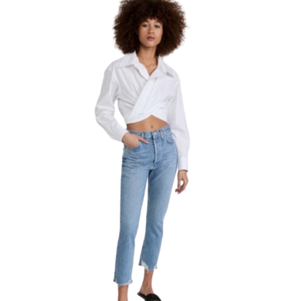 Agolde Riley High Rise Cropped Button Fly Denim Jean Size 26